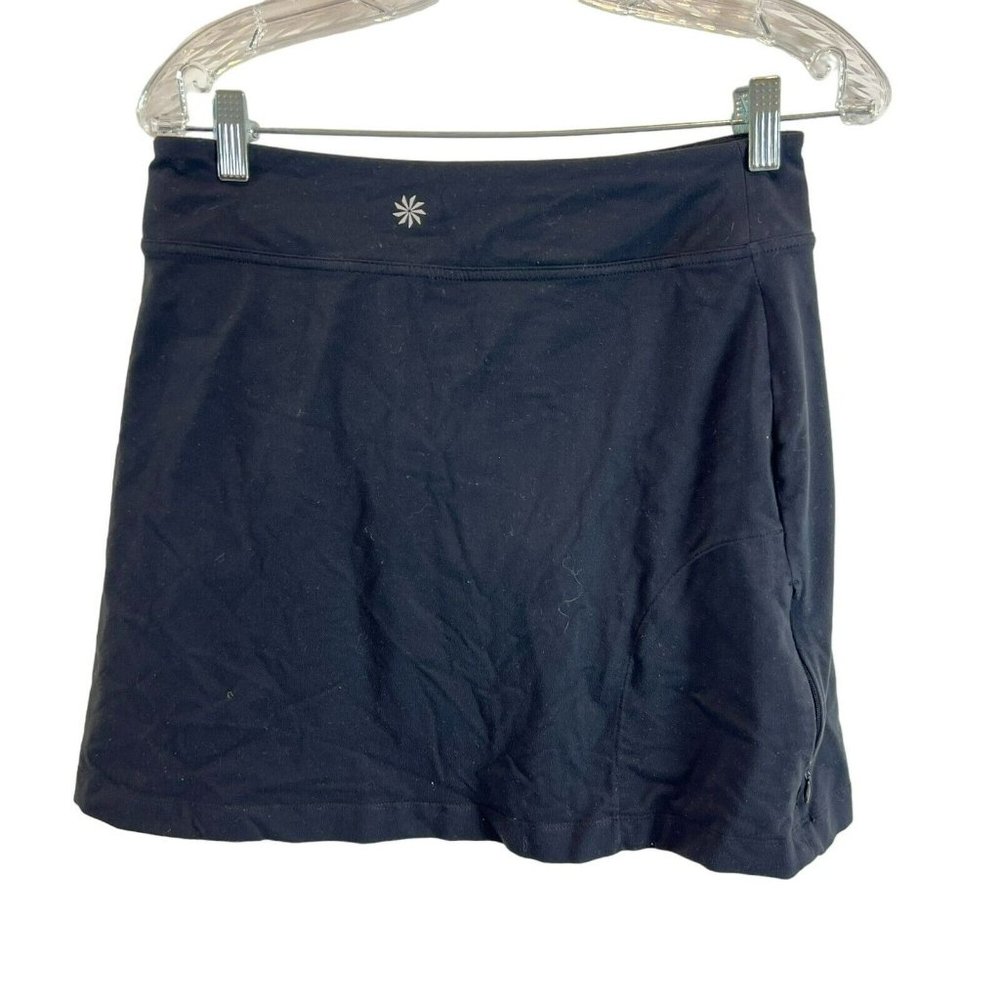 Athleta Activewear Skort Lined Zip Pockets Pull On Stretch Black Small